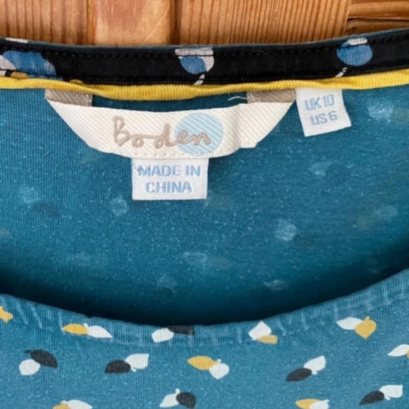 Boden Blue and Navy Floral Print Long Sleeve Top - Picture 2 of 4